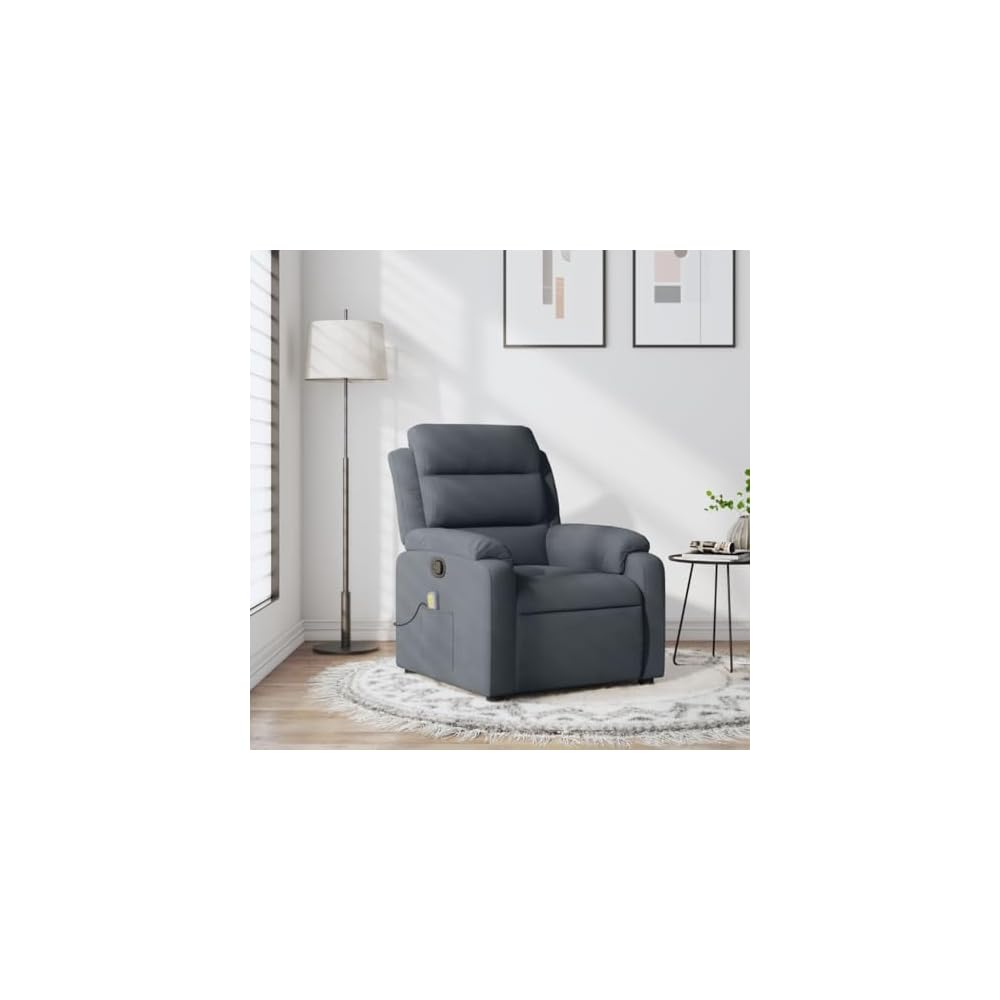 Modern Dark Grey Velvet Recliner Chair for Living Room - Adjustable Armrests, Space-Saving Design, Stylish Indoor Accent Furniture