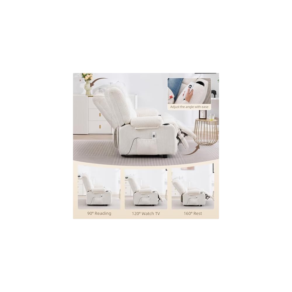 Power Loveseat Recliner,Adjustable Reclining Loveseat,Striped White