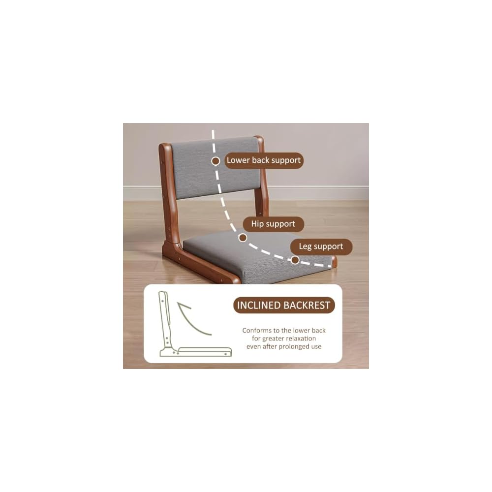 Foldable Japanese Floor Chair Back Support Legless