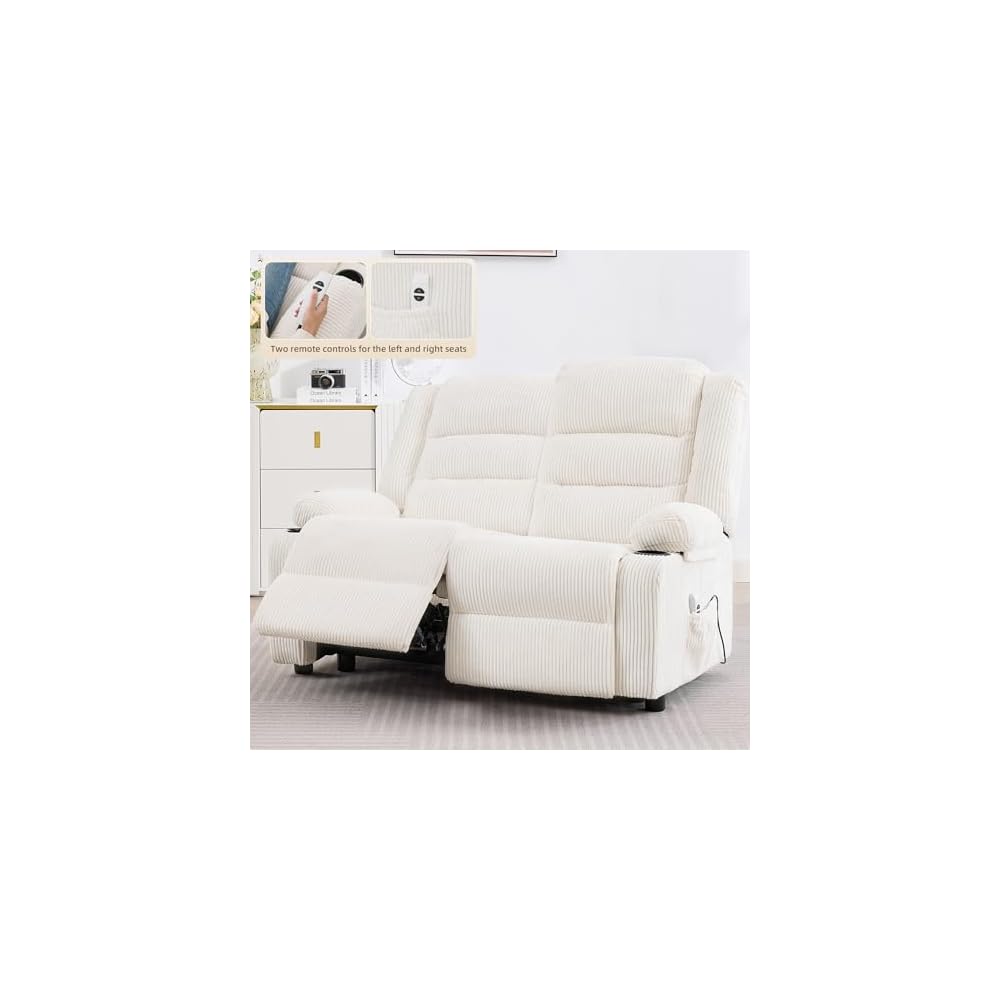 Power Loveseat Recliner,Adjustable Reclining Loveseat,Striped White