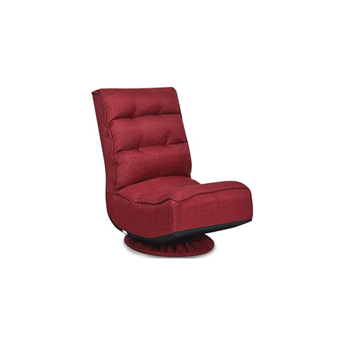 FANTASK 360 Degree Swivel Floor Chair, Folding Floor Sofa w/ 5 Adjustable Positions & Backrest, Lazy Lounge Chair for Relaxing Reading Gaming TV Watching (Burgundy)