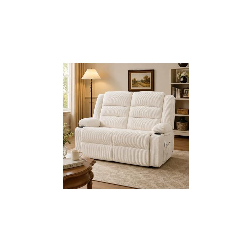 Power Loveseat Recliner,Adjustable Reclining Loveseat,Striped White