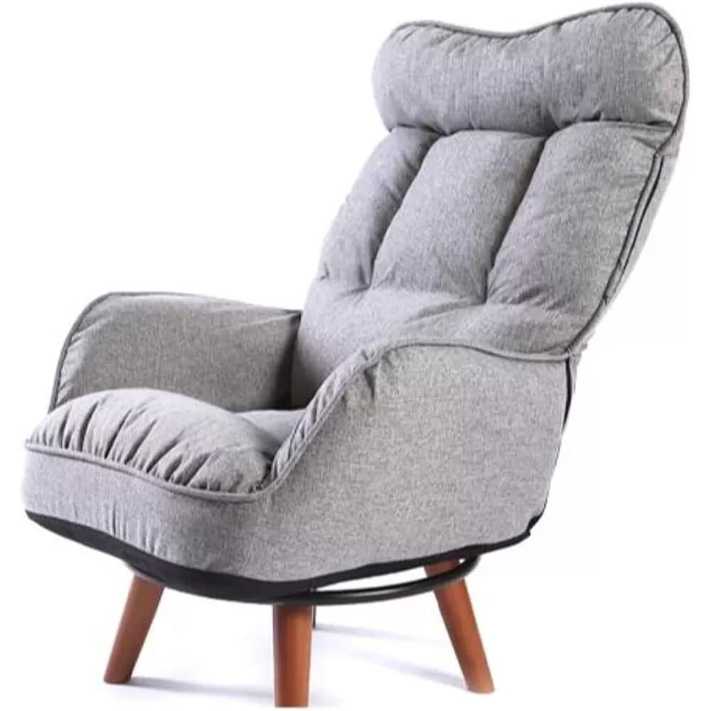 Swivel Chair Backrest Adjustable Living Room Furniture Single Couch Arm Chair Armchair Sofa 360 Degree (Grey 86x62x38cm)