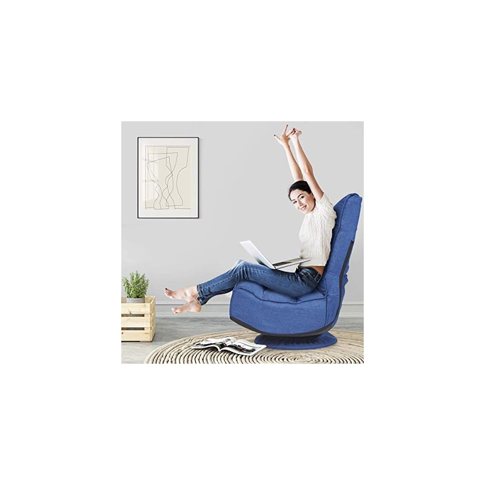 FANTASK 360 Degree Swivel Floor Chair, Folding Floor Sofa w/ 5 Adjustable Positions & Backrest, Lazy Lounge Chair for Relaxing Reading Gaming TV Watching (Burgundy)