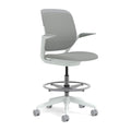 Steelcase White Base with Standard Carpet Casters Cobi Stool, Nickel